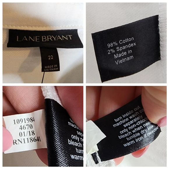 NWT Lane Bryant White Denim Jacket Peplum Hem Flare Sleeve Button Front Sz 22 3X - Picture 3 of 16